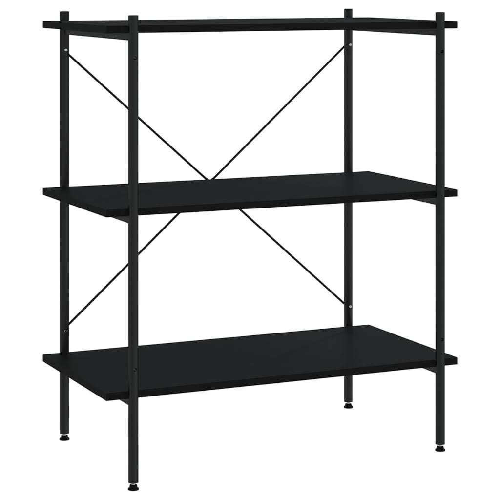 vidaXL Regál se 3 policemi černý 80x40x92 cm Obrázek produktu 