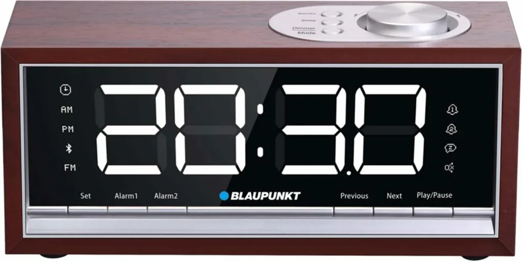 Blaupunkt CR60BT : Radio Réveil Bois avec Bluetooth, Double Alarme & USB