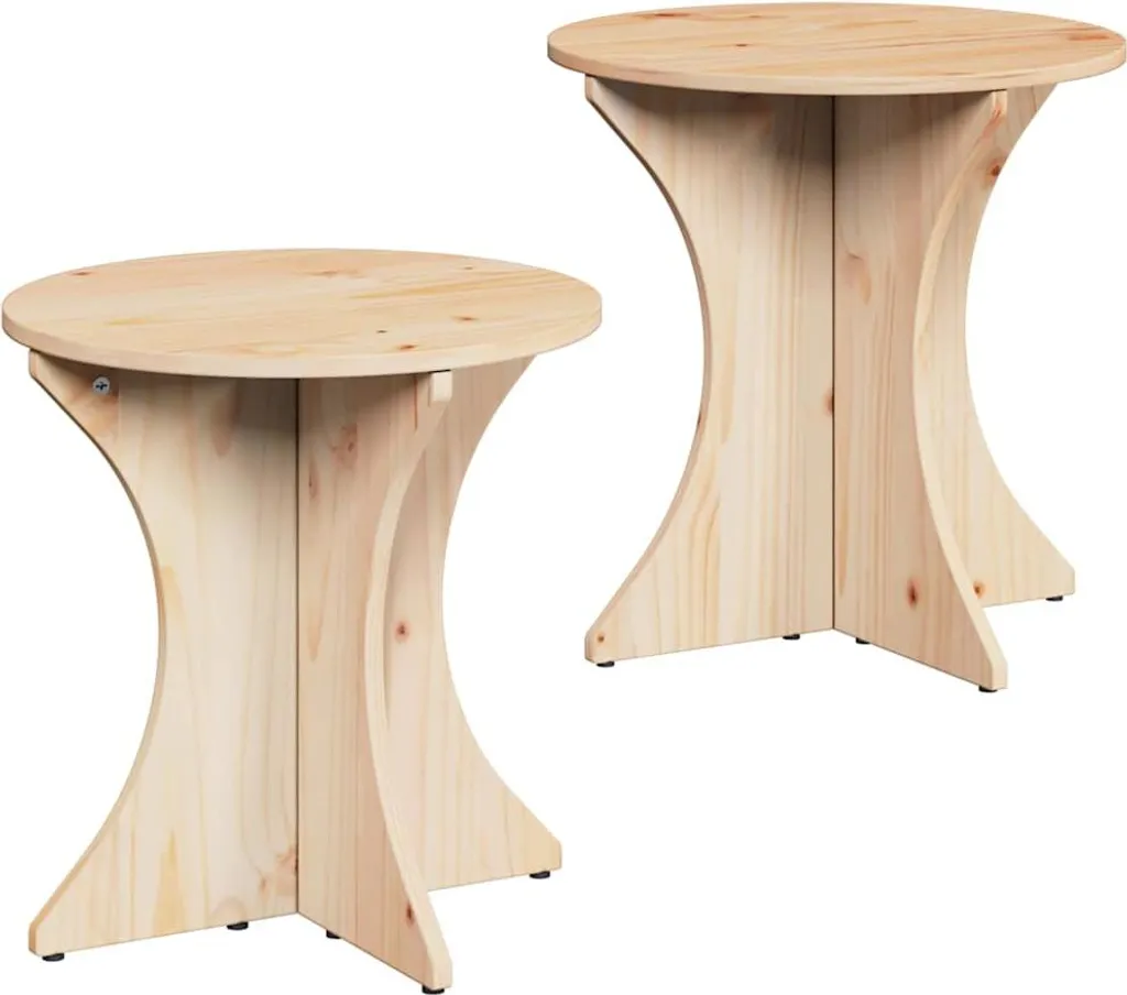Set 2 Tavolini Scandinavi Pino Naturale Massello | Tavolino Basso Salotto
