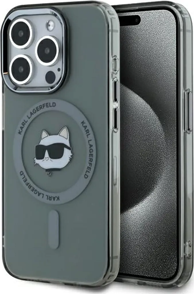 Karl Lagerfeld Klhmp15Lhlschk Iphone 15 Pro 6.1 Czarny/Nero Custodia rigida Iml Metallo Testa Choupette Magsafe