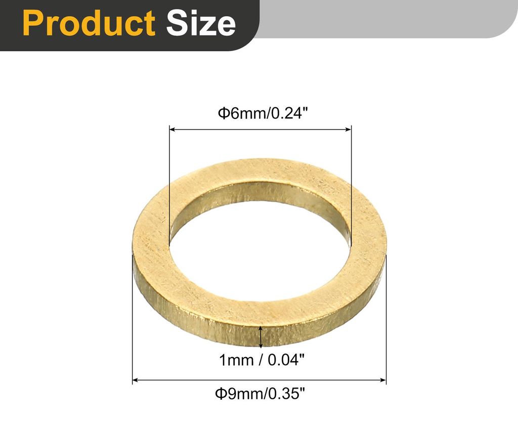 80 Stš¹ck Unterlegscheiben Set, M6 x 9mm x 1mm Messing Ring Beilagscheiben Sortiment, Flach Sicherungsscheiben Dichtungsring Metallscheiben fš¹...