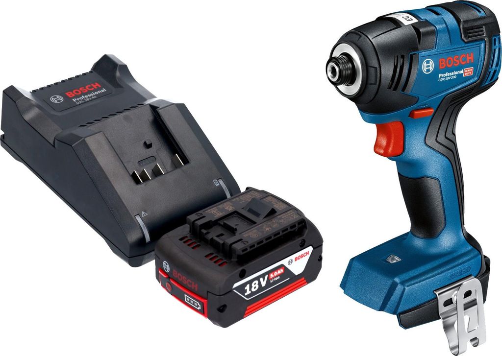 Bosch GDR 18V-200 Professional Akku Drehschlagschrauber 18 V 200 Nm Brushless + 1x Akku 5,0 Ah + Ladegerät