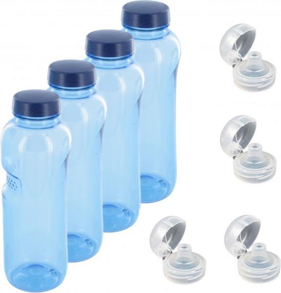 4x Original Kavodrink Tritan 1,0 L Trinkflasche mit Trinkdeckel Flip Top Wasserflasche Flasche Sport Fahrrad BPA - frei