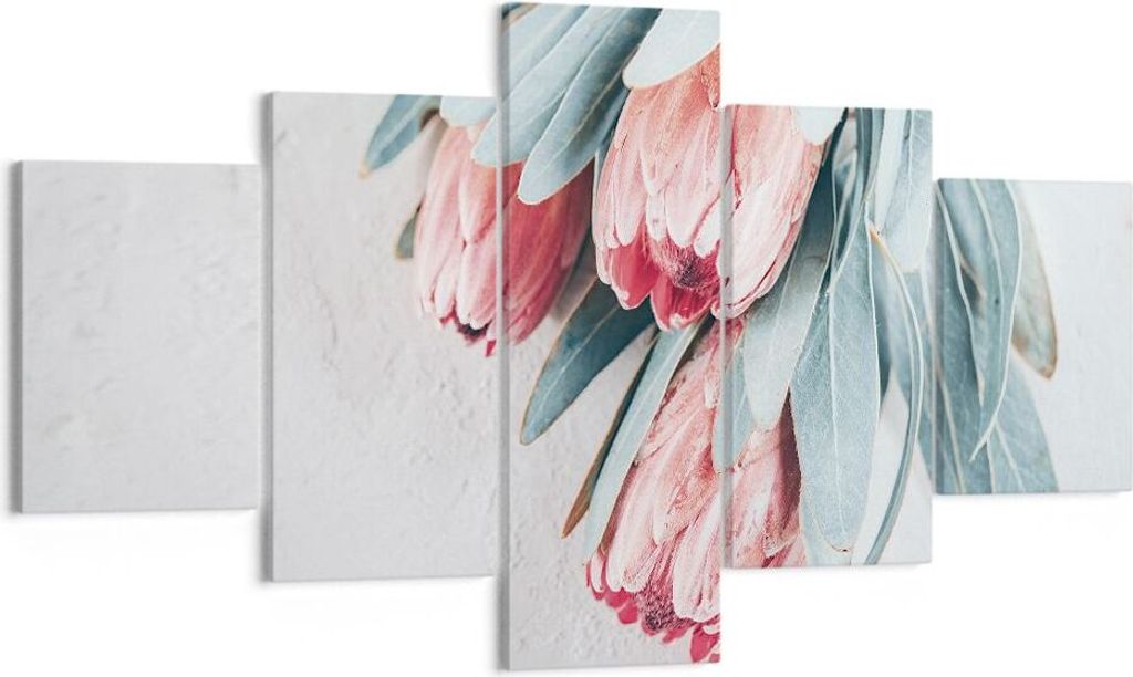 Bild auf Leinwand - Leinwandbild - 5 Teile - Blume Eukalyptus Australier - 125x70cm - Wand Bild - Wanddeko - Wandbilder - Leinwanddruck - Bilder - ...