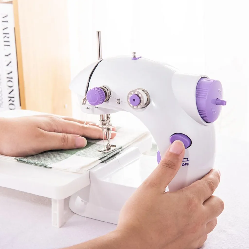 Mini machine à coudre portable avec éclairage LED intégrée - Blanc