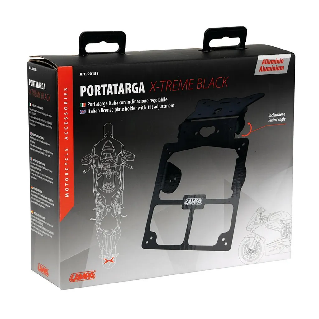 Support de plaque d'immatriculation réglable Lampa Xtreme Noir solide - 2
