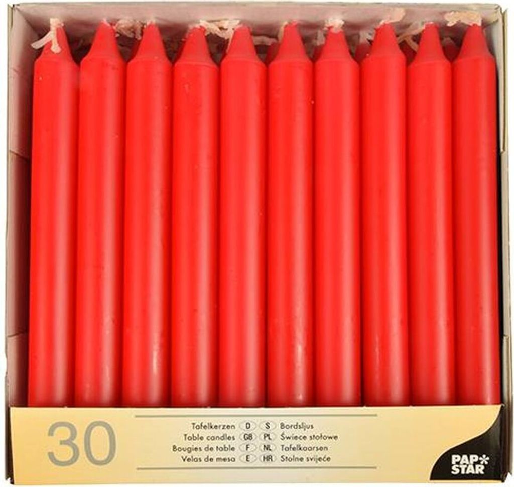 120 Papstar Tafelkerzen Ø 2,1 cm, 19,6 cm rot 13700 Produktbild 