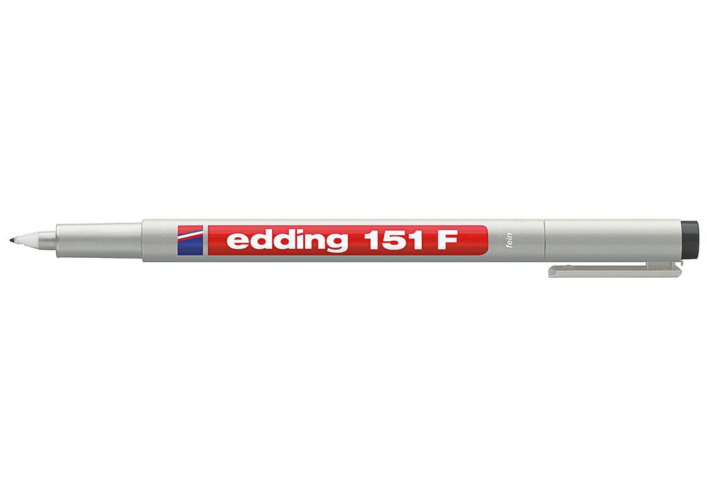edding 151 F, zwarte, niet-permanente folietextmarker Productafbeelding 