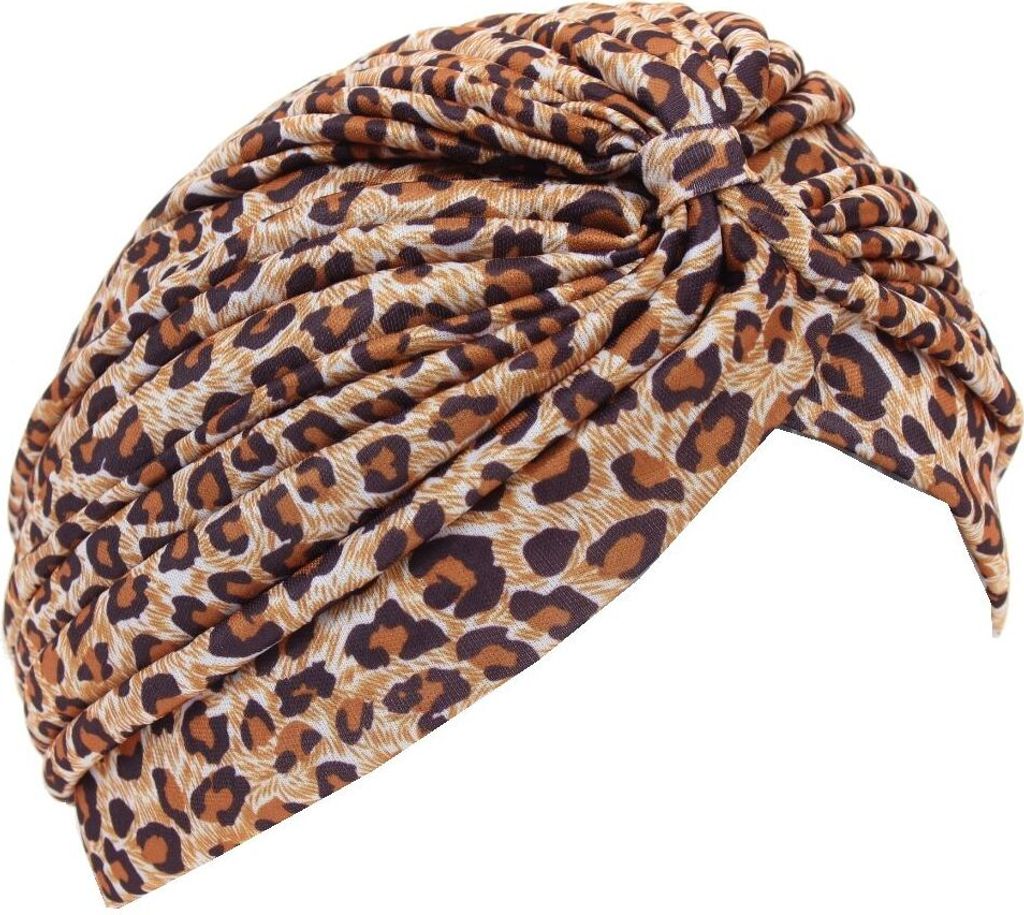 Damen Turban Kopfbedeckung Fashion Leopard Braun Produktbild 
