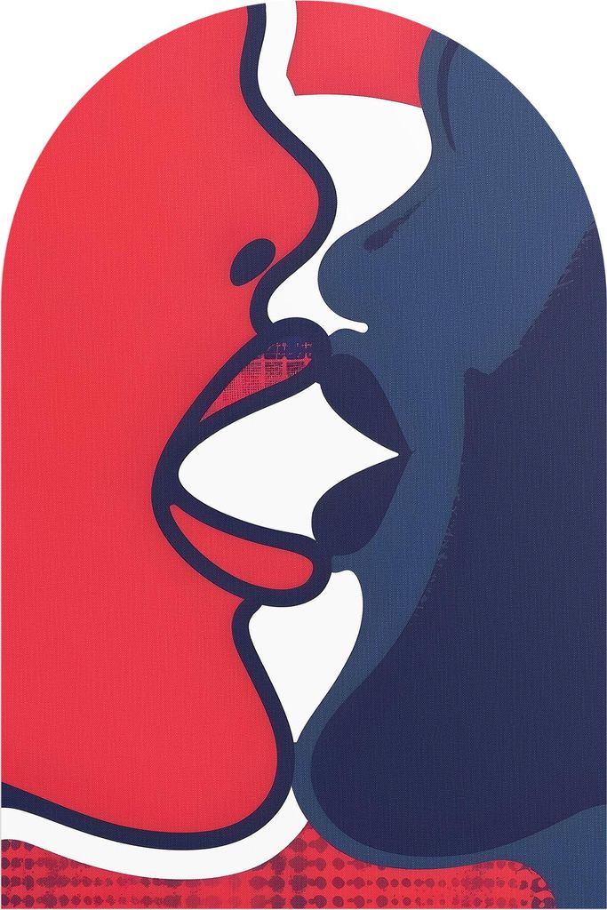 DEQORI Fototapete Rundbogen 100x150 cm 'Kuss der Kontraste' Wand Tapete Leinwand Sticker