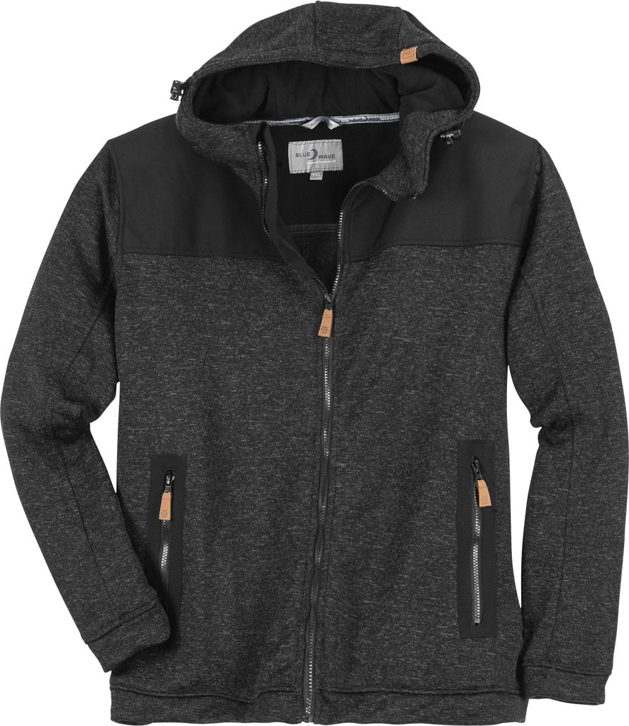 Blue Wave XXL Strick-Fleecejacke anthrazit melange