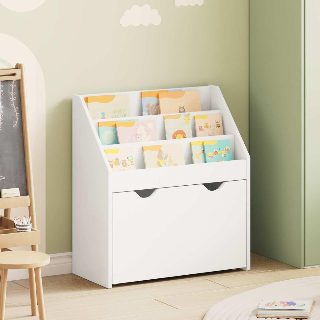 "Schlussverkauf" Kinderregal 1 pc - moderne Kinderbuchregal - mit Schubladen Weiß 60x29,5x69 cm Holzwerkstoff C15323