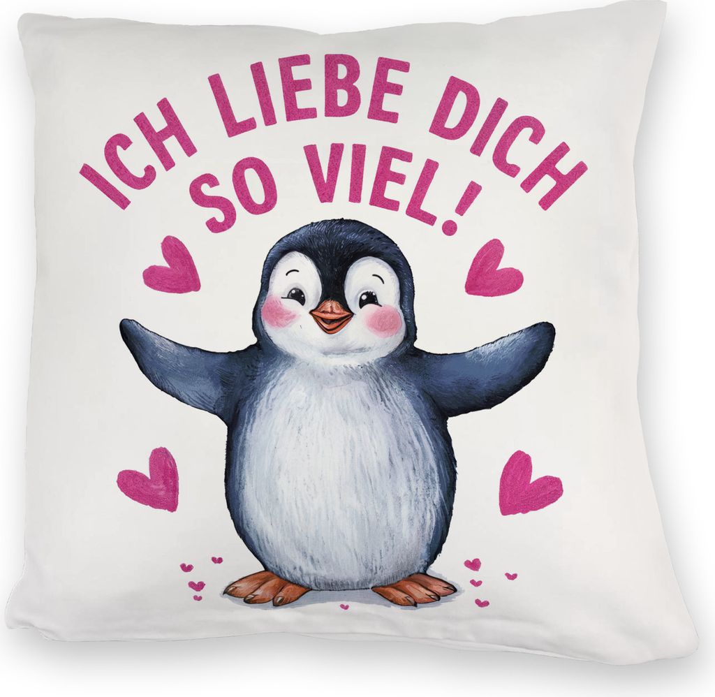 Pinguin ICH LIEBE DICH Kuschelkissen für Tierfreunde