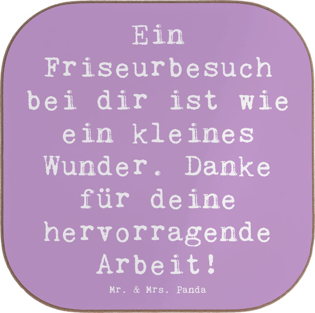 Mr. & Mrs. Panda Holzuntersetzer Spruch Friseur Wunder - Lavendeltraum - Geschenk, kleines, Talent, Können, Aufmerksamkeit, gläseruntersetzer, Co...