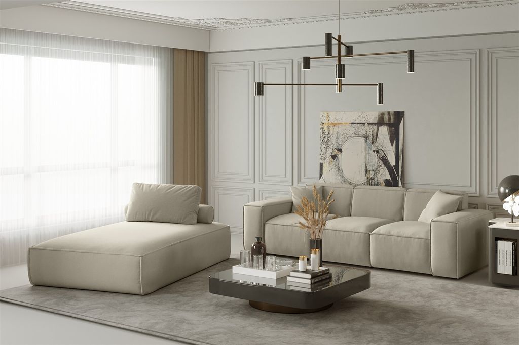 Sofa Set 2-teilig Sezlong und Sofa 3-Sitzer CELES in Stoff Produktbild 