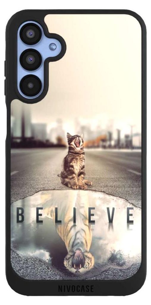 NIVOCASE Handyhülle für Samsung Galaxy A15 5G Hülle NIVOpure Case Schwarz Motivation Tiere Tiger