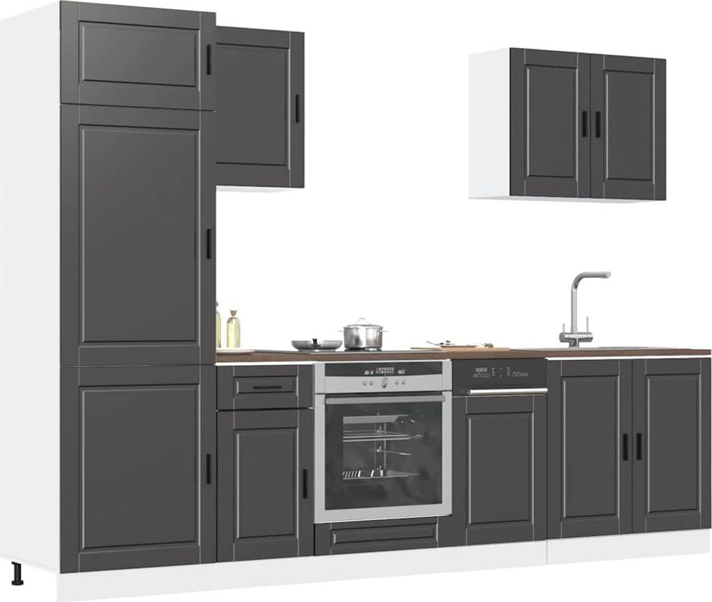 2025 Moderne 7-tlg. Küchenschrank-Set Porto Schwarz Holzwerkstoff - Küchenschränke,Design 2645716 8parcel