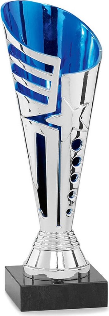Pokal silber/blau mit Marmorsockel 22 cm Pokalgröße - 22 cm