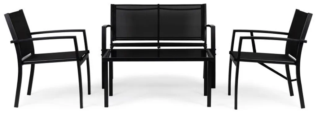 Ensemble de mobilier de jardin en métal : table, banc et 2 fauteuils