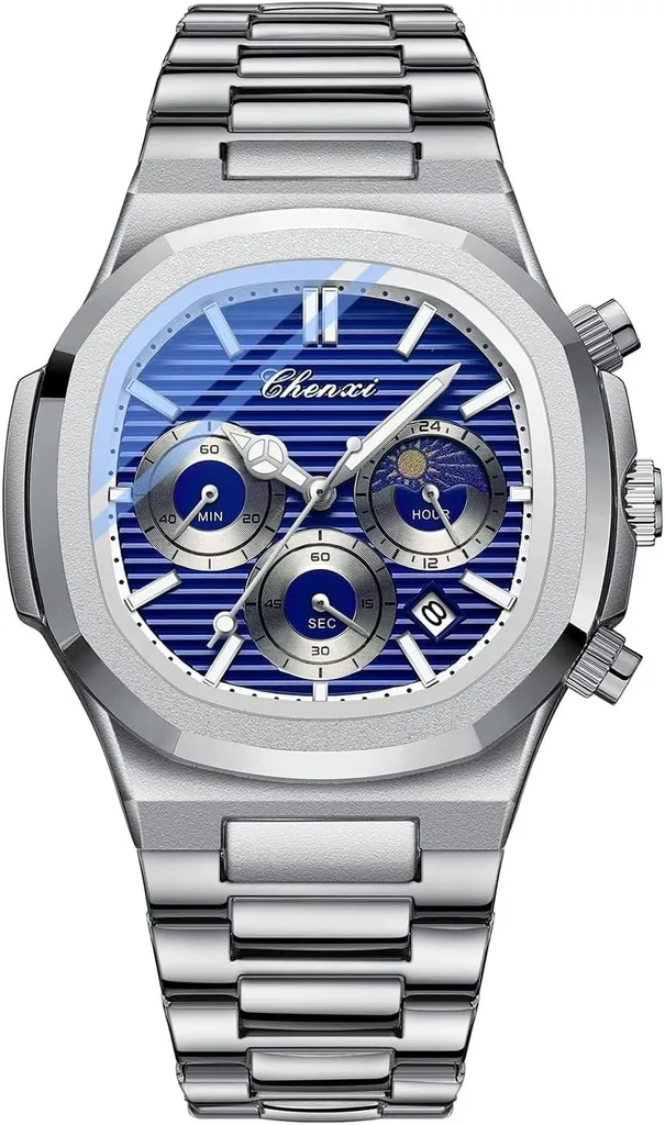 Orologio Uomo Regalo Business | Ottagonale Acciaio Luminoso Data