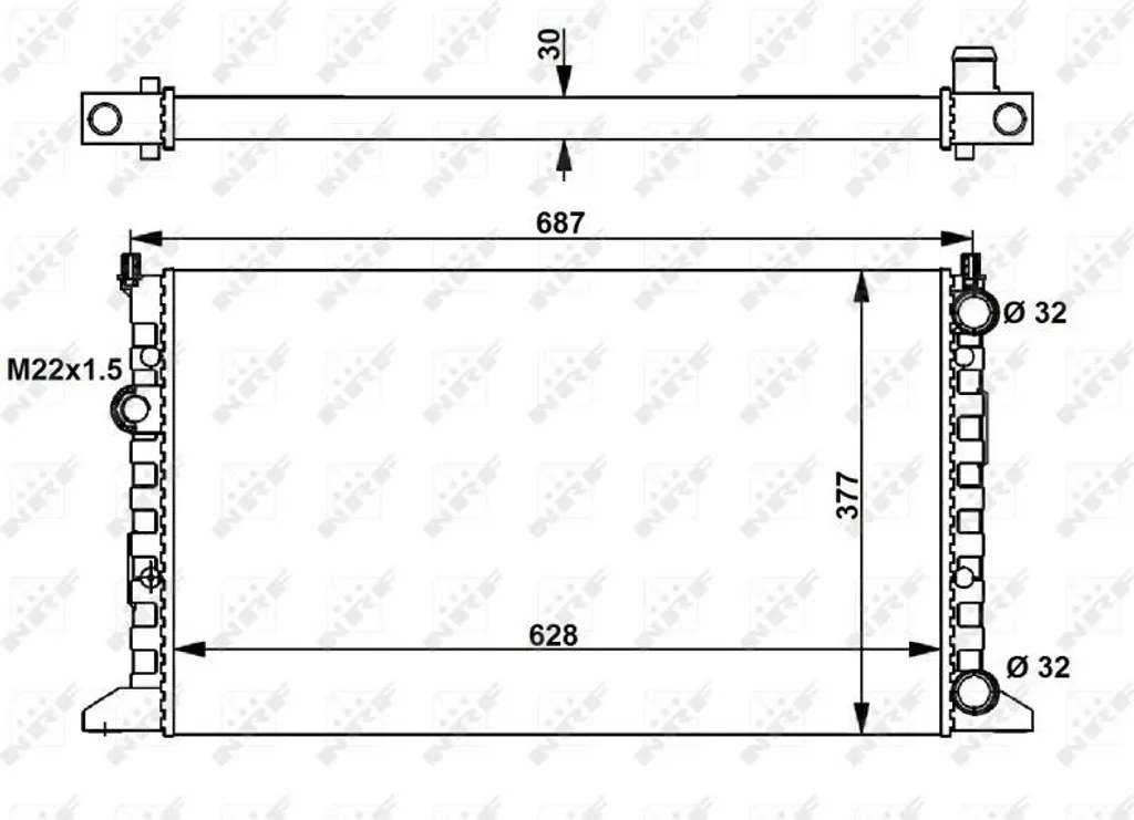 Radiateur de refroidissement eau pour VW Golf Cabriolet 1E type 1E0121253