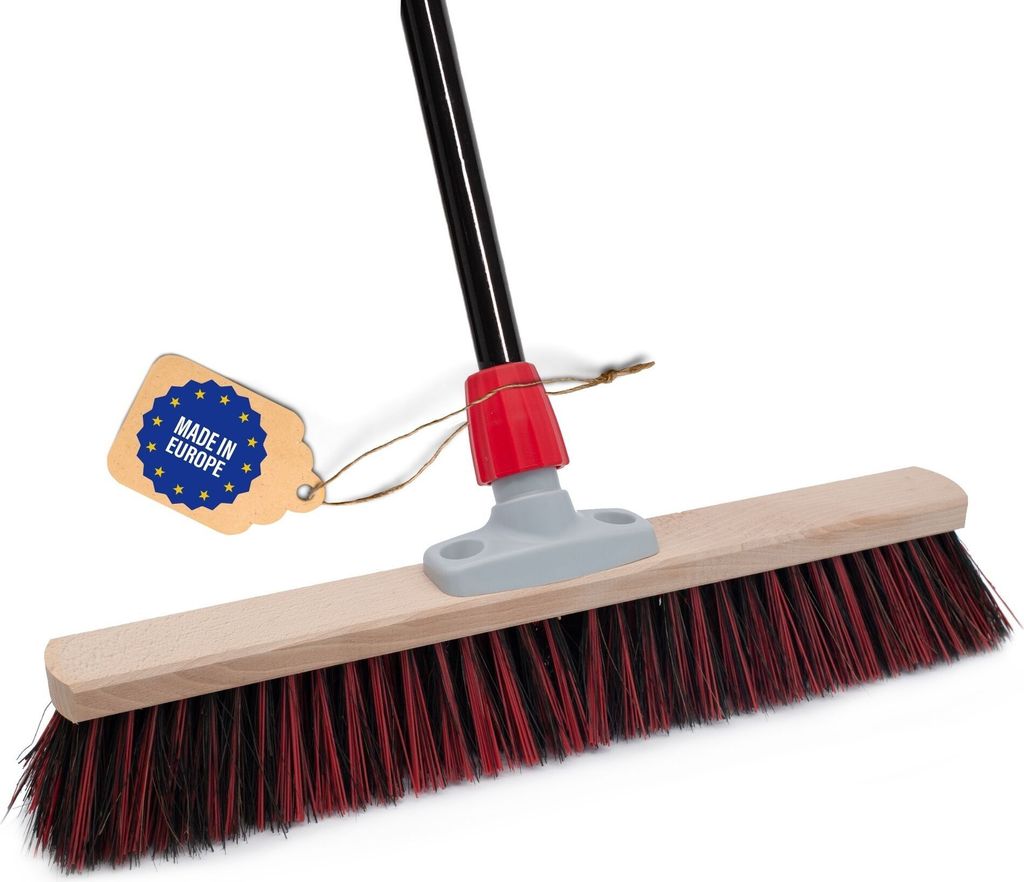 Novaliv Straßenbesen mit Stiel draußen 50 cm Arenga-Elaston Borsten Ideal als Besen draußen Gartenbesen mit Stiel harte borsten Terassenbesen Ho...