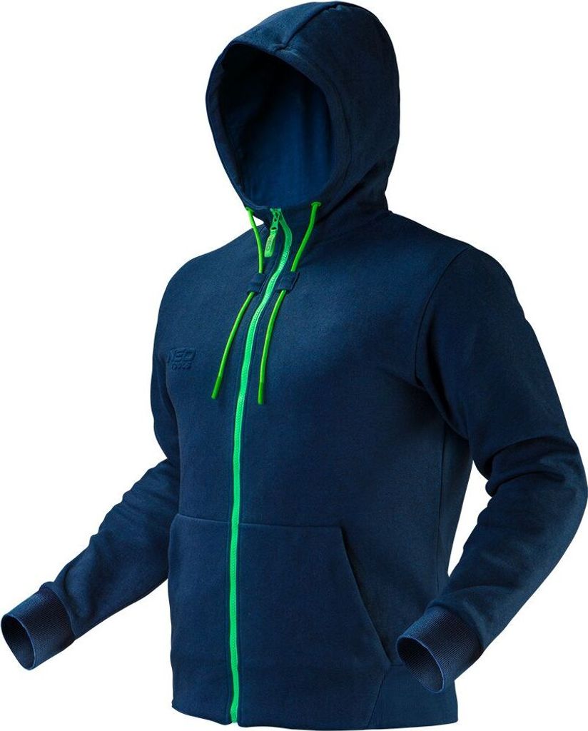 NEO TOOLS Herren Arbeitsjacke Arbeitssweatshirt mit Kapuze und Reißverschluss, Langarm, Jersey-Stoff aus 67% Baumwolle und 33% Polyester 300 g/m2,...