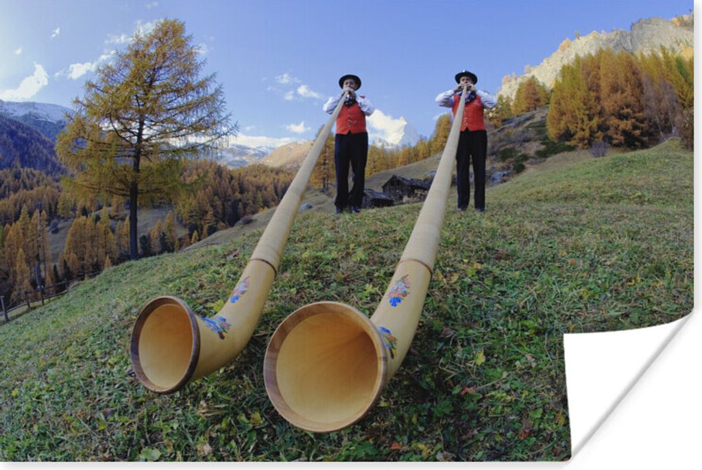 MuchoWow Poster Alpen - Mensch - Alphorn 30x20 cm - Plakate - Print
