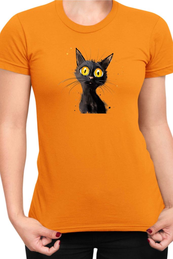 Damen T-Shirt Funny Cats Breeds Bombay Cat 015, Lady L / Orange