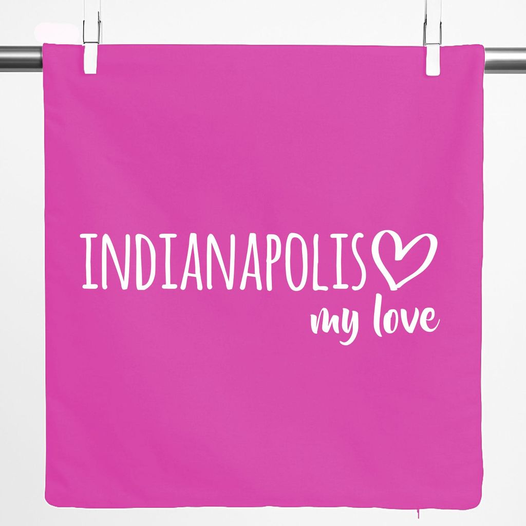 Huuraa Kissenbezug Indianapolis my love 40x40cm Fuchsia Baumwolle Dekokissenbezug Geschenkidee
