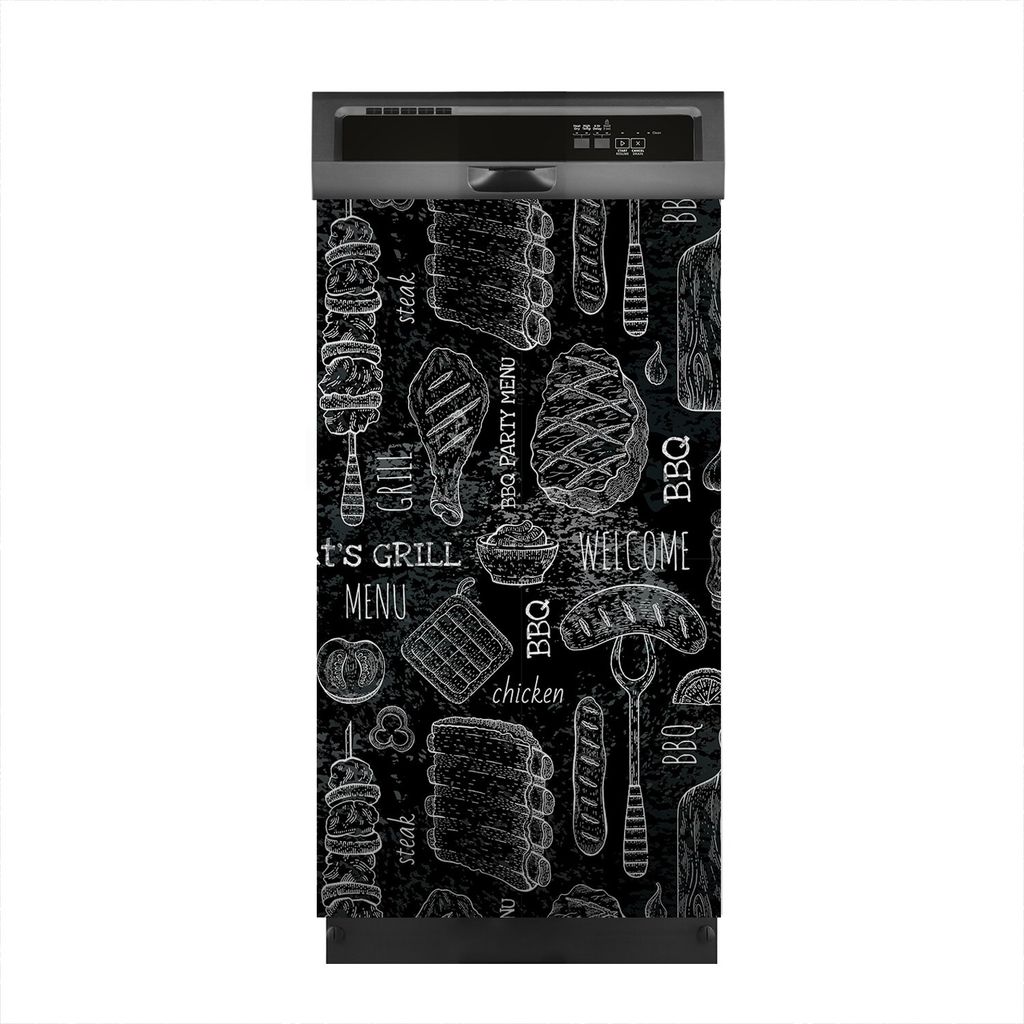 Magnete Dekorative 45x80 cm Küche Magnetmatte Spülmaschine - BBQ Skizze Kreidetafel