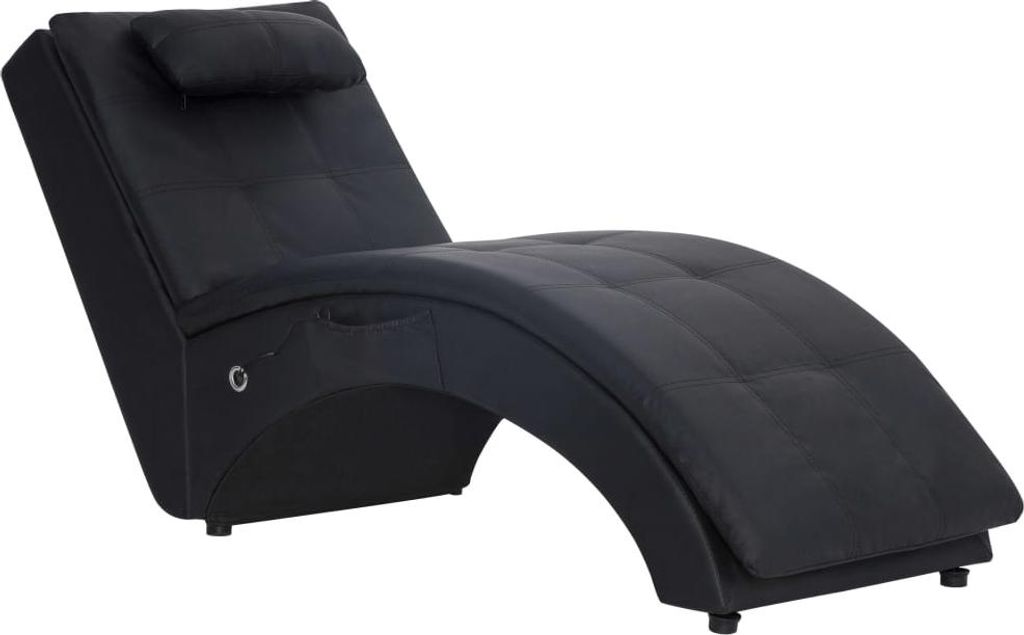 vidaXL Masážní lehátko s polštářem Black Faux Leather Obrázek produktu 
