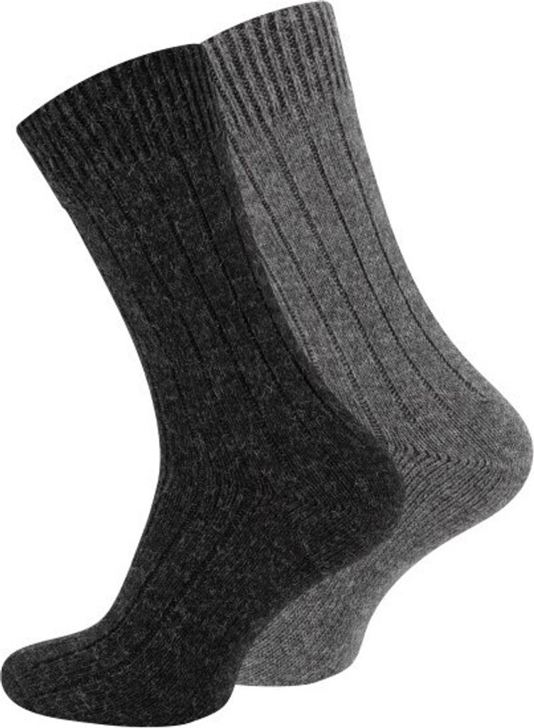 Exclusiv ALPAKA Wolle Grobstrick-Socken und breiter Rippstruktur Uni Größe 43-46 (2-er Pack)