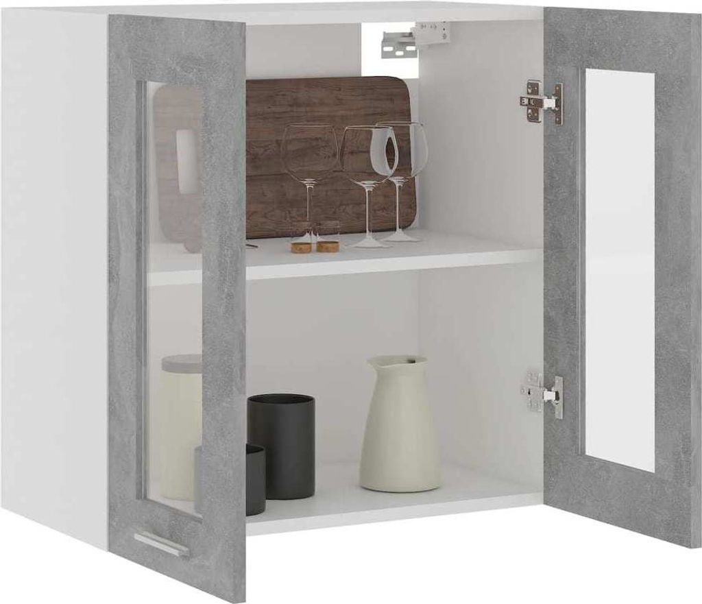 vidaXL Hängeglasschrank Betongrau 60x31x60 cm Holzwerkstoff Produktbild 3