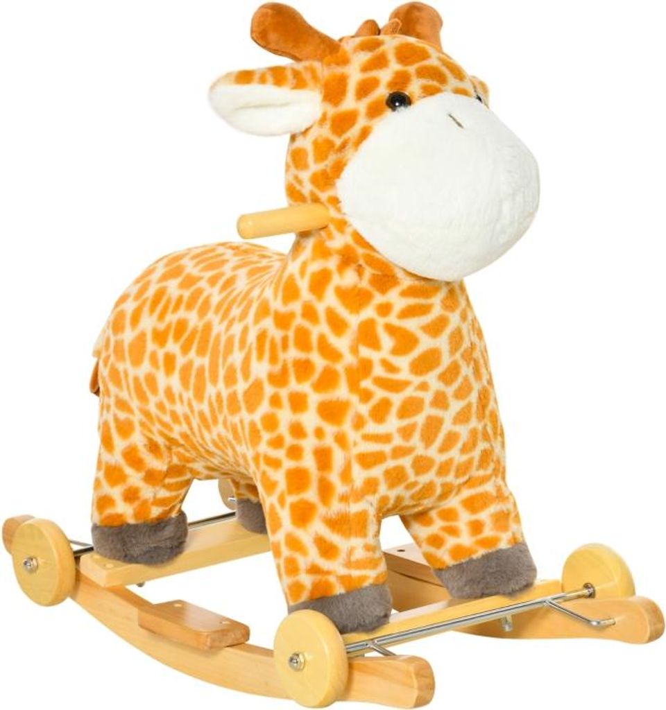 Fortuna Lai 2-IN-1 Schaukeltier Giraffen mit Sound Effekt, Räder , Haltegriffen Plüsch Baby Schaukelspielzeug Schaukel Schaukelsitz für Kleinkin...