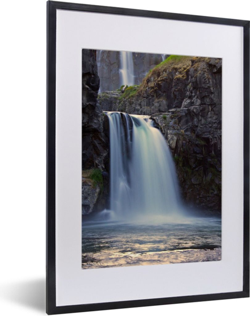 MuchoWow Gerahmtes Poster Wasserfall - Wasser - Felsen 30x40 cm - Poster mit Schwarzem Bilderrahmen Wandposter Rahmen Foto Bilder - Wandposter Sc...