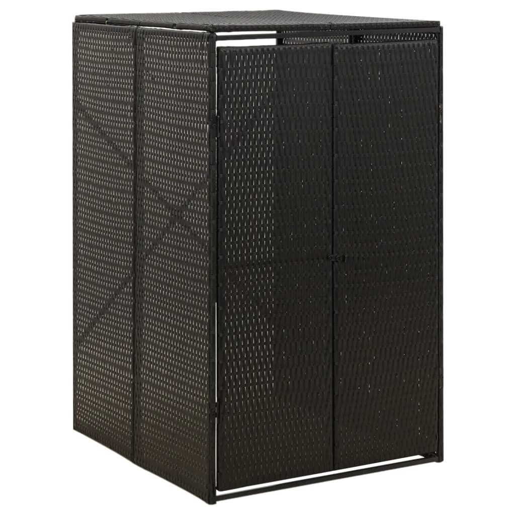 "Spring Sale"Mülltonnenbox - elegantes Design - Müllsackständer/Mülltonnenverkleidung - für 1 Tonne Schwarz 70x80x117cm Poly Rattan NEU168081 ...