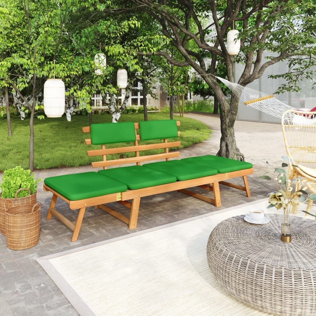 Gartenbank mit Auflagen 2-in-1 190 cm Massivholz Akazie , Gartenbänke Design 2024