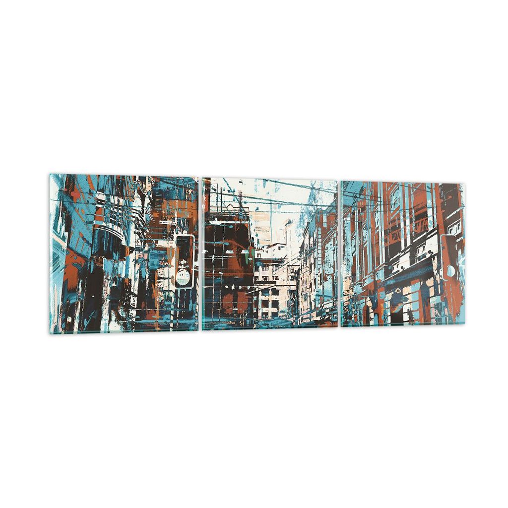 Bilder auf glas - Stadt Straße Haus - 120x40cm - Glasbilder - Wandbilder - Kunstdruck - zum Aufhängen bereit - Wanddekoration aus Glas - Glas Bil...