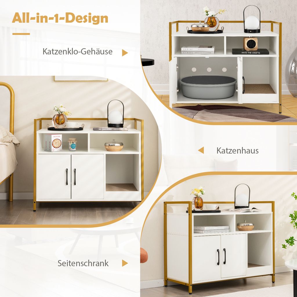 COSTWAY Cat Cabinet Litter Box s dvojitými dverami a Obrázok produktu 2