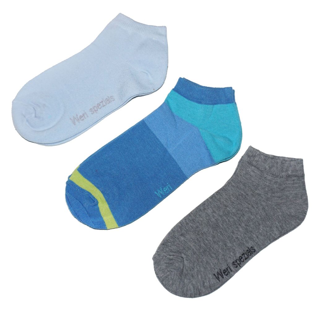 Kinder Sneaker Socken 3-er Pack aus Baumwolle Sport Modern Jeans Größe 35-38