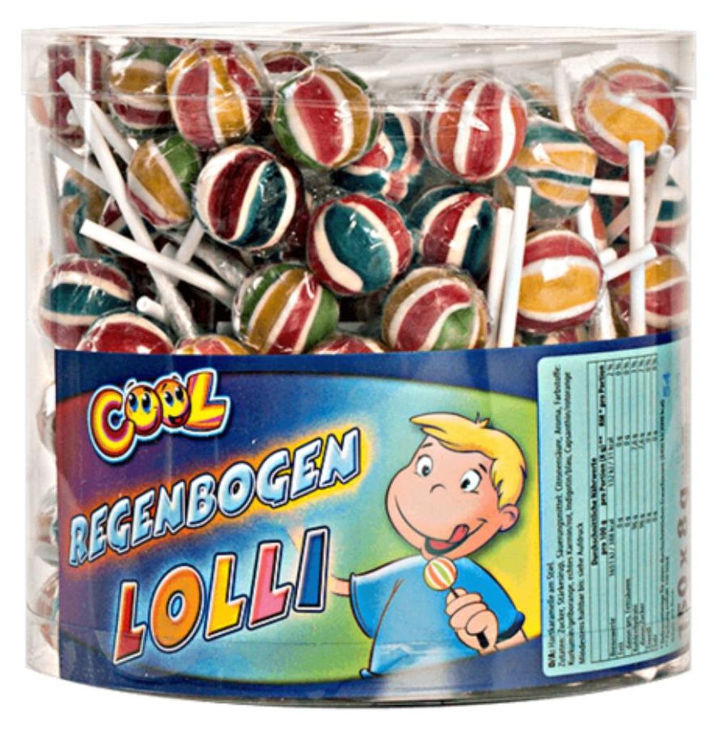 Produktbild Cool Regenbogen Lolli Dose bunte Lollis für fruchtigen Spaß 840g
