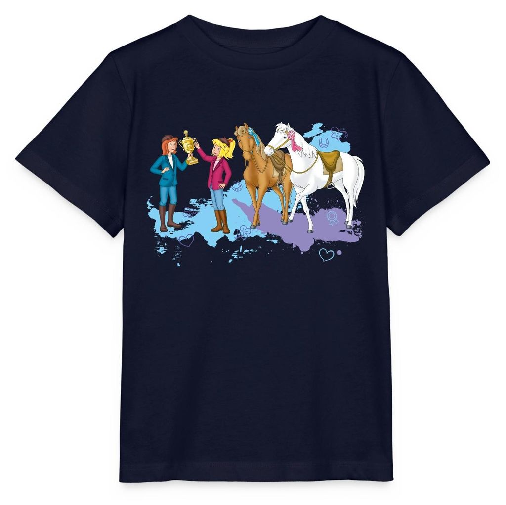 Spreadshirt Bibi Und Tina Pokal Siegerschleifen Kinder Basic T-Shirt, 110/116 (5-6 Jahre), Navy