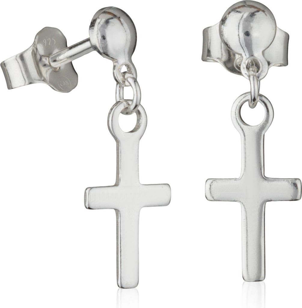 Paar Ohrstecker 925 Silber mit Kreuz 11,6mm Ohrhänger Gothic Ohrringe