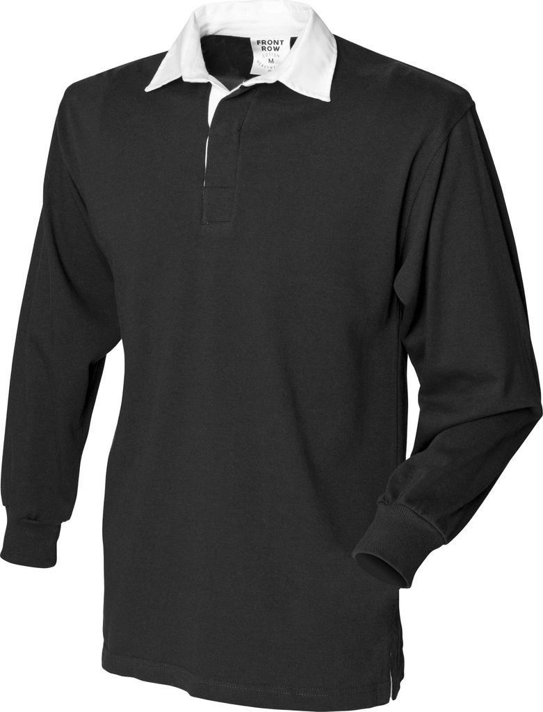 Front Row Herren Sport Rugby Shirt, Langarm RW473 (Large) (Schwarz)