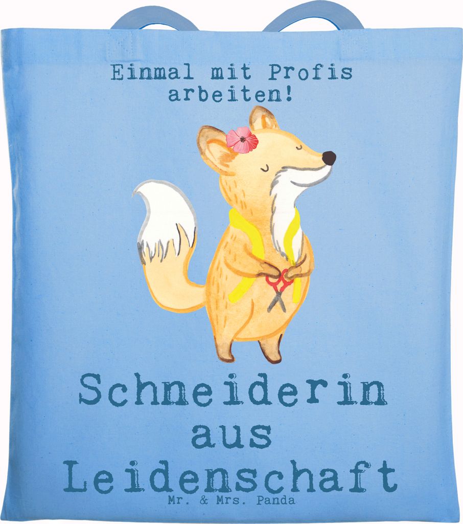 Mr. & Mrs. Panda Shopping Tasche Schneiderin Leidenschaft - Sky Blue - Geschenk, Schultasche, Jutetasche, Laptoptasche, Tote Bag