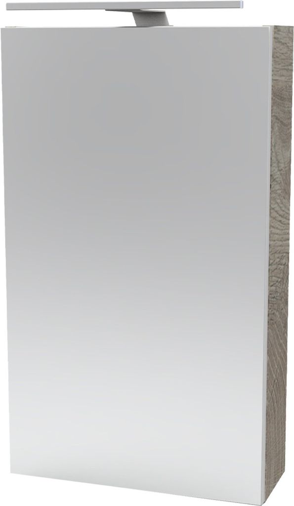 Fackelmann STANFORD Spiegelschrank mit LED-Beleuchtung Alibertschrank für Bad und Gäste-WC (40 x 68 x 15,3 cm) SBC Badschrank mit Spiegel in Holz...