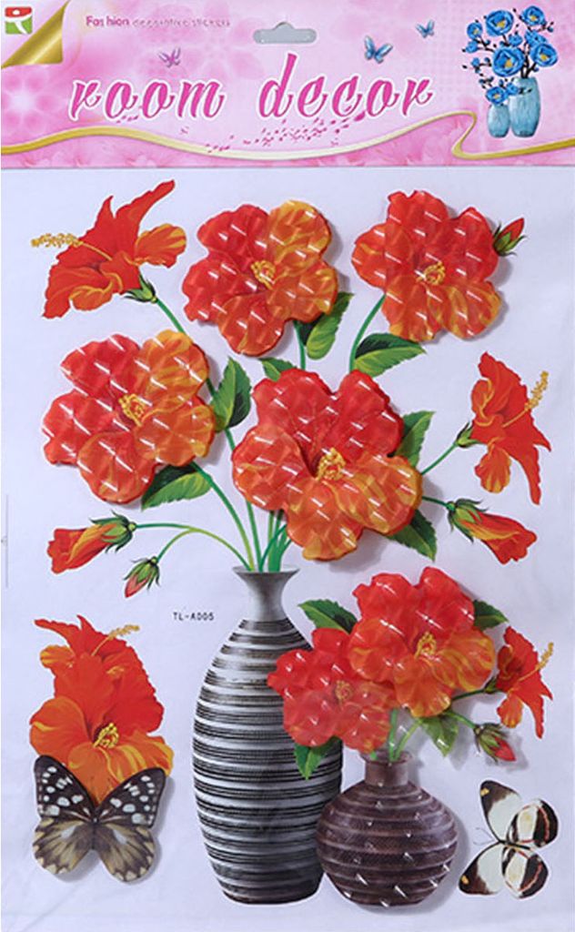 Vase Wandaufkleber Wasserdicht Schöne Simulation Schmetterling Blumenaufkleber DIY Dekoration Abnehmbare 3D Aufkleber DIY Fenster Schlafzimmer Dek...