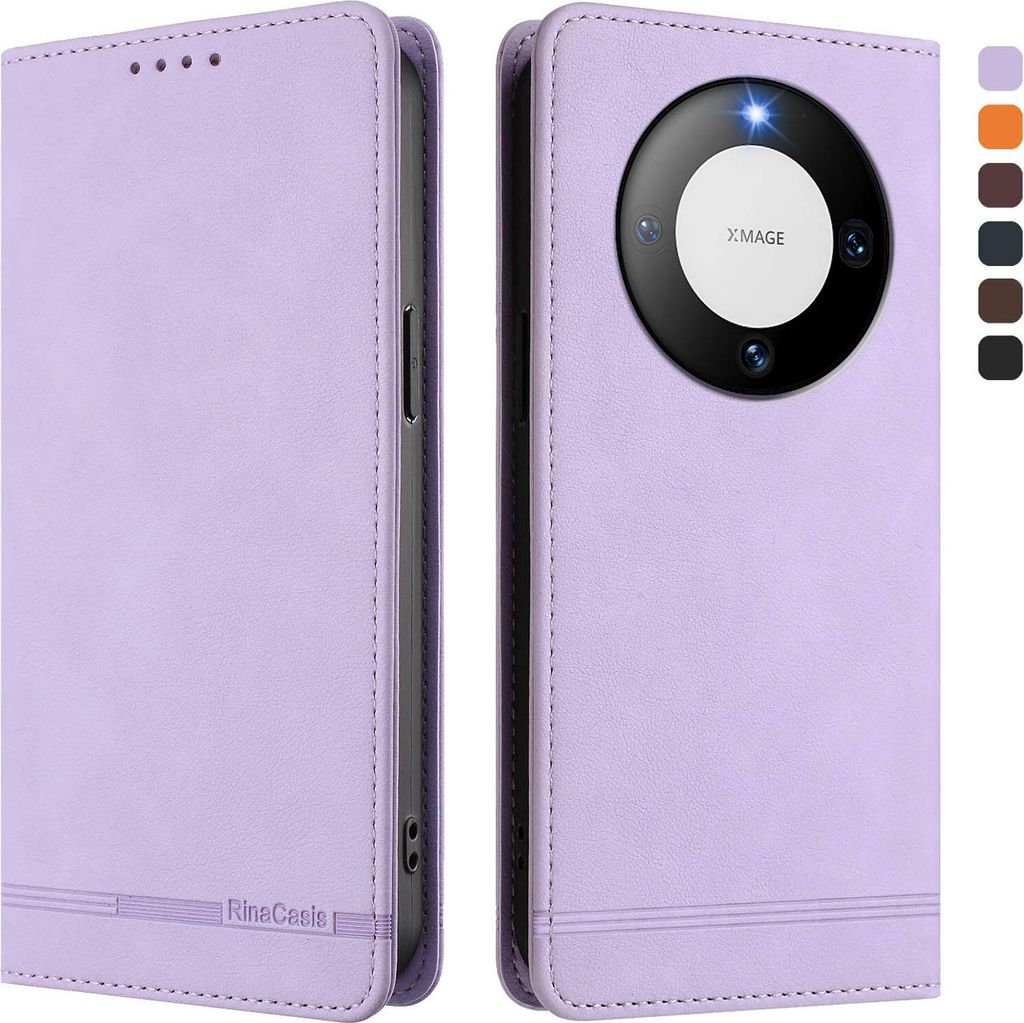 Hülle für Huawei Mate 60 Pro/Mate 60 Pro+, Retro Kunstleder Ständer Klapphülle mit Kartenfächer und Magnetische Violett