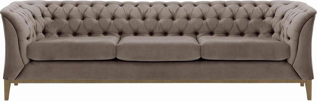 Dreisitzer-Sofa Chesterfield Modern Wood aus medizinischem Schaumstoff-Velluto 17-wax black